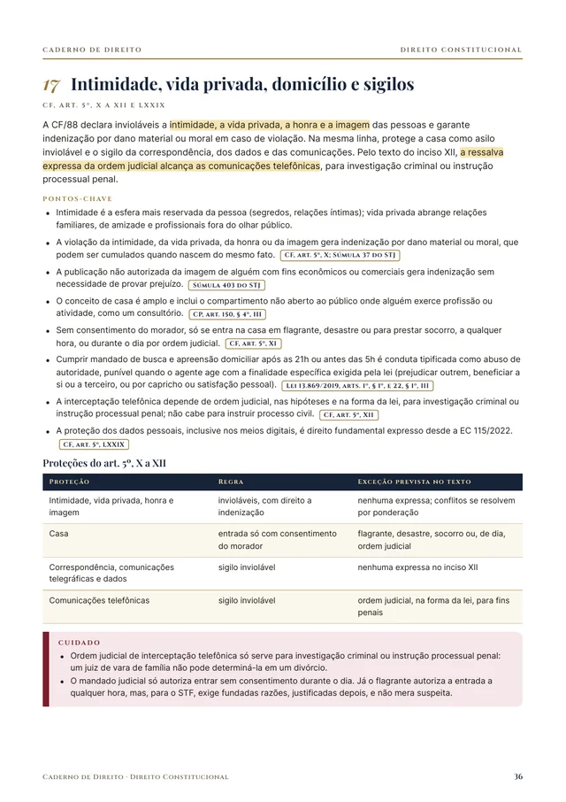 Página do caderno de Direito Constitucional em PDF