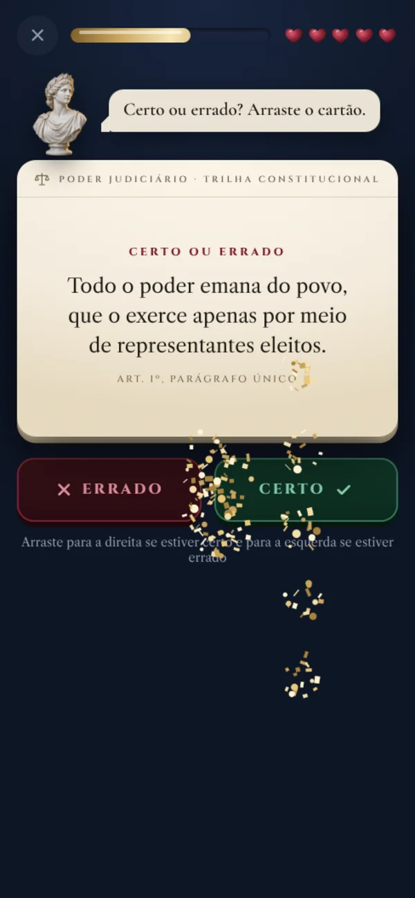 Certo ou errado no celular